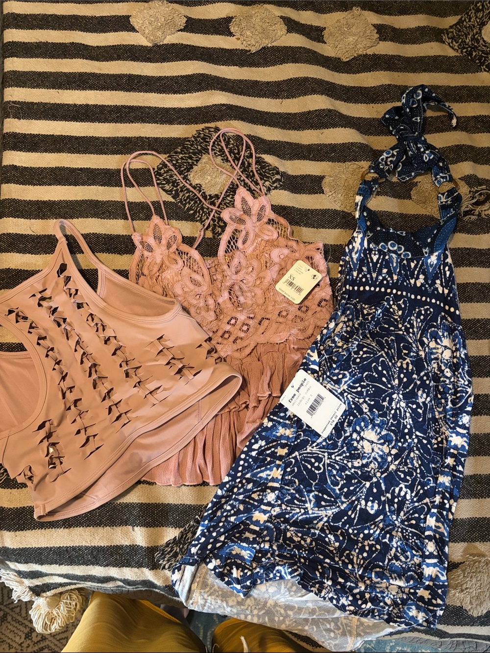 Free People Lace Bralette & Knit Tank Set - Blush Pink